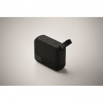 Pequeño altavoz inalámbrico con asa a juego para transporte color negro vista fotografía cuarta vista