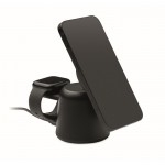 Base de carga para teléfono y reloj Apple® con soporte para móvil color negro cuarta vista