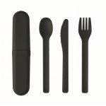 Set de 3 cubiertos reutilizables y sostenibles en estuche a juego color negro