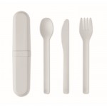 Set de 3 cubiertos reutilizables y sostenibles en estuche a juego color blanco