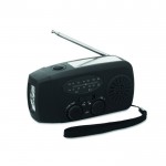 Radio portátil solar con linterna y batería externa de emergencia color negro