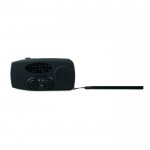 Radio portátil solar con linterna y batería externa de emergencia color negro