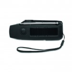 Radio portátil solar con linterna y batería externa de emergencia color negro