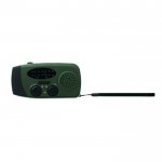 Radio portátil solar con linterna y batería externa de emergencia color verde oscuro