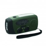 Radio portátil solar con linterna y batería externa de emergencia color verde oscuro