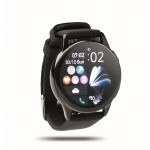 Smartwatch inalámbrico a prueba de agua con correa de silicona color negro