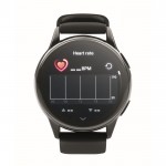 Smartwatch inalámbrico a prueba de agua con correa de silicona color negro septima vista