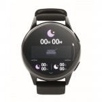 Smartwatch inalámbrico a prueba de agua con correa de silicona color negro octava vista