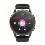 Smartwatch inalámbrico a prueba de agua con correa de silicona color negro novena vista