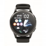 Smartwatch inalámbrico a prueba de agua con correa de silicona color negro