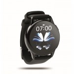 Smartwatch inalámbrico a prueba de agua con correa de silicona color negro