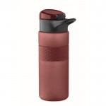 Botella de RPET con tapa abatible y pajita incluida 500ml color burdeos tercera vista