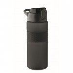 Botella de RPET con tapa abatible y pajita incluida 500ml color negro