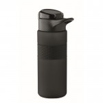 Botella de RPET con tapa abatible y pajita incluida 500ml color negro tercera vista