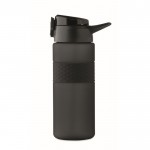 Botella de RPET con tapa abatible y pajita incluida 500ml color negro octava vista