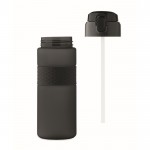 Botella de RPET con tapa abatible y pajita incluida 500ml color negro novena vista
