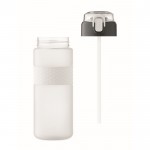 Botella de RPET con tapa abatible y pajita incluida 500ml color blanco transparente novena vista