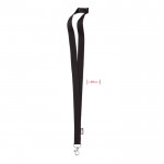Lanyard de RPET con mosquetón metálico y cierre de seguridad 20mm color negro