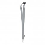 Lanyard de RPET con mosquetón metálico y cierre de seguridad 20mm color gris