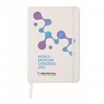 Libretas antibacteriales merchandising color blanco segunda vista con logo