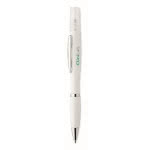 Bolígrafo con pulverizador promocional color blanco segunda vista con logo