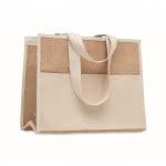 Bolsas de yute promocionales con bolsillo color beige