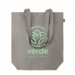 Bolsa para compras personalizada cáñamo color gris segunda vista con logo