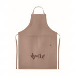 Delantal de cocina eco personalizado color marrón con logo
