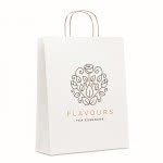 Bolsas de papel personalizadas grandes color blanco con logo