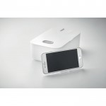 Fiambrera con soporte para teléfono de color blanco vista fotografía