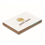 Bloc de notas promocional semilla flores color blanco con logo