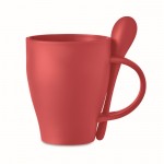 Tazas para publicidad con cuchara de color rojo primera vista