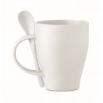 Tazas para publicidad con cuchara de color blanco