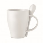 Tazas para publicidad con cuchara de color blanco primera vista