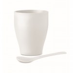 Tazas para publicidad con cuchara de color blanco segunda vista