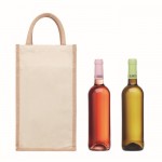 Bolsa para dos botellas de vino de color beige tercera vista