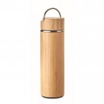 Termo personalizado de acero y bambú de color madera