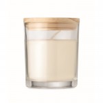 Velas aroma vainilla de color transparente con tapa de madera segunda vista
