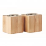 Set velas alargadas con soporte de color madera primera vista