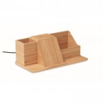 Organizador de mesa con cargador color madera