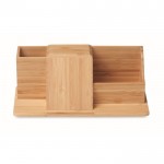 Organizador de mesa con cargador color madera cuarta vista