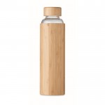 Botella de vidrio con medidor color madera sexta vista