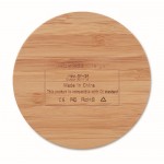 Cargador inalámbrico redondo de bambú color madera quinta vista
