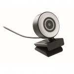 Webcam con micrófono y anillo luminoso color negro primera vista