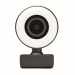 Webcam con micrófono y anillo luminoso color negro cuarta vista