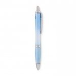 Bolígrafo personalizado con pulsador color azul claro tercera vista