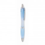 Bolígrafo personalizado con pulsador color azul claro segunda vista