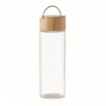 Botella de cristal con tapa de bambú color transparente