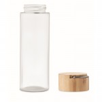 Botella de cristal con tapa de bambú color transparente cuarta vista