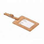 Etiqueta de corcho para equipaje con tarjeta transparente color beige